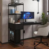 Mesa Escrivaninha Home Office Com Prateleira Criare Com Gaveta Preto - 2