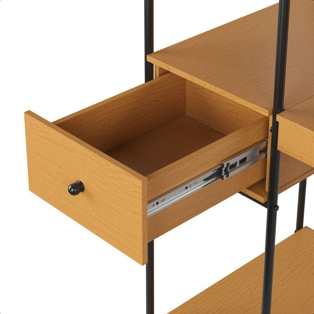 Mesa Escrivaninha Industrial Escritório Com Prateleira Lateral Criare - 5