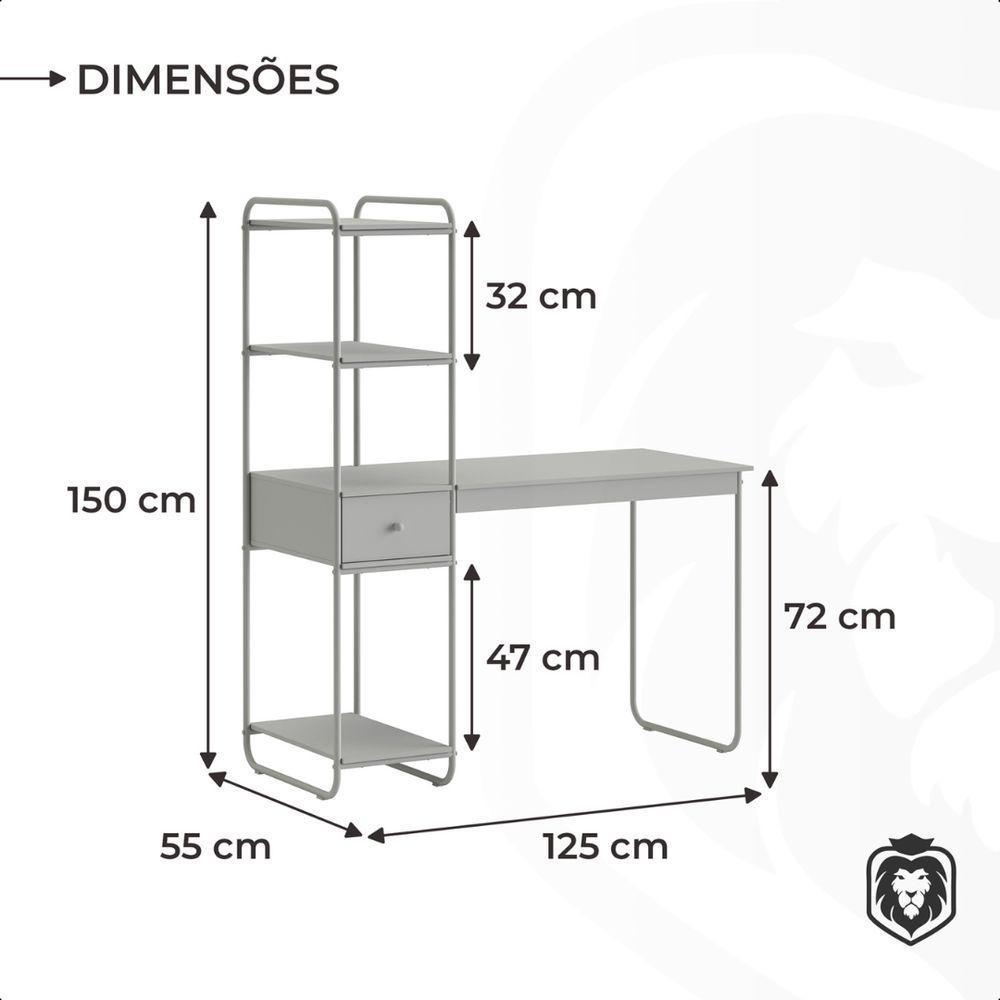 Mesa Escrivaninha Industrial Escritório Com Prateleira Lateral Criare - 7
