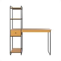 Mesa Escrivaninha Industrial Escritório Com Prateleira Lateral Criare