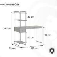 Mesa Escrivaninha Industrial Escritório Com Prateleira Lateral Criare - 7