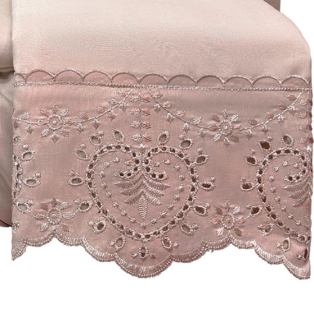 Jogo Lençol King Passione Bordado Inglês 4pç 100% Poliéster - Rosé - 2