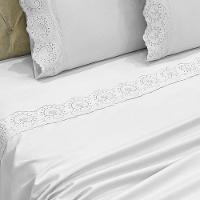Jogo Lençol King Passione Bordado Inglês 4pç 100% Poliéster - Branco - 4