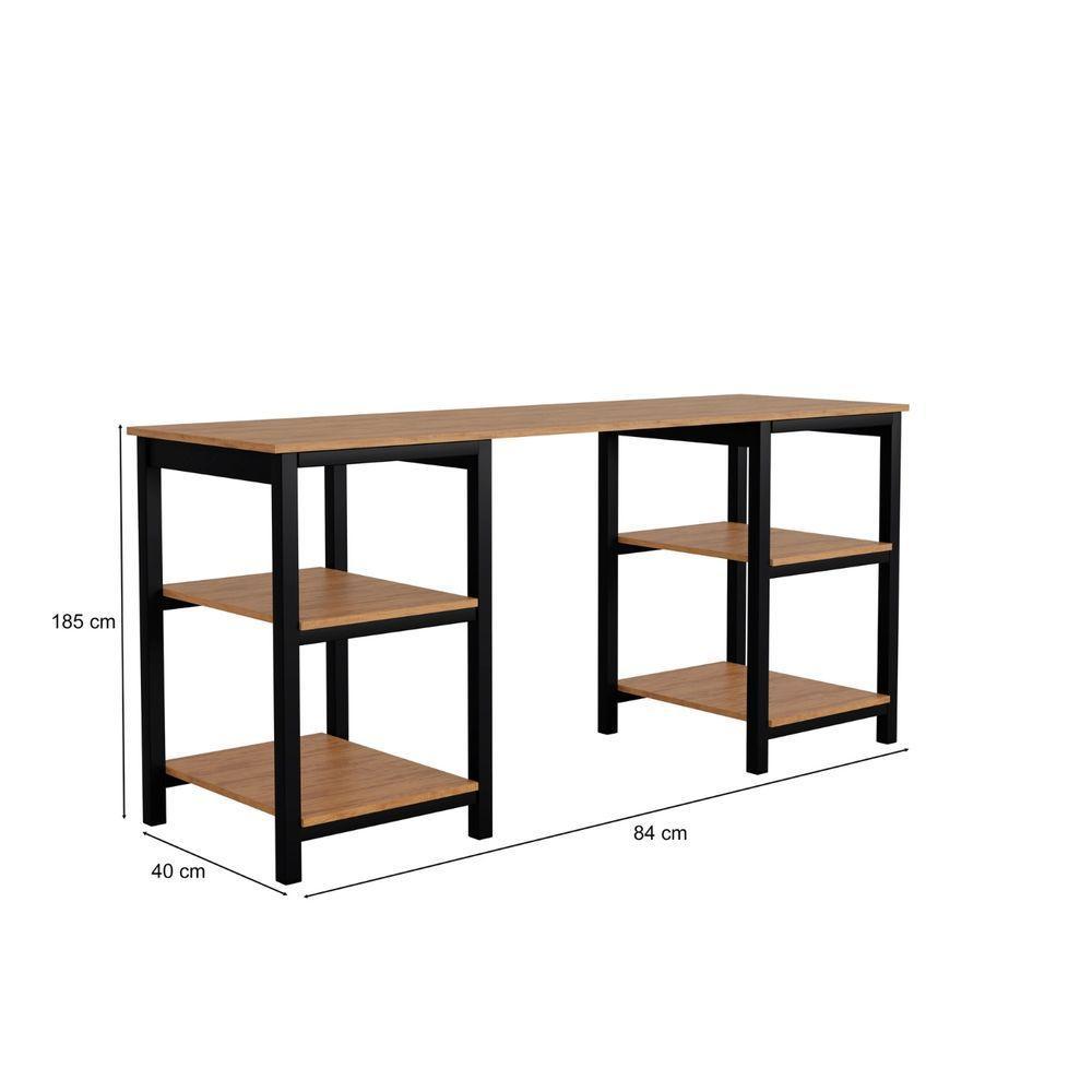 Mesa Escrivaninha Office Espaçoso Moderno Canela Rústico - 3