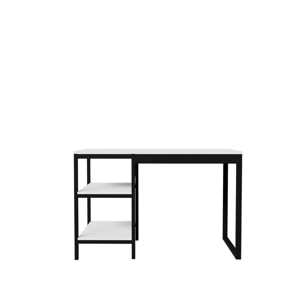 Home Office Slim Com Estante Para Livros Embutido Preto Branco - 2