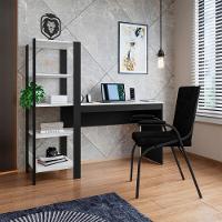 Mesa Escritório Computador Multiuso Com Estante Lateral Artemis Preto-branco - 1
