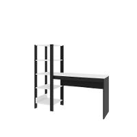 Escrivaninha Mesa De Estudo Office 120 Cm Com Prateleira Artemis Preto/branco - 1