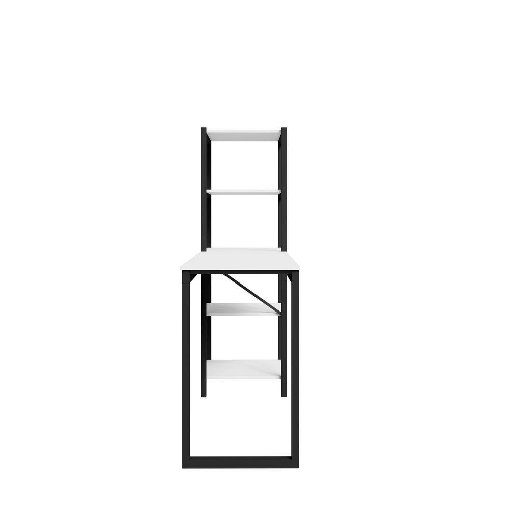 Escrivaninha Mesa Escritório Estudo Trabalho Com Prateleira Branco/preto - 2