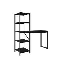 Mesa Escrivaninha Industrial Office Fit Com 5 Prateleira Preto