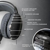 Headset Fone De Ouvido Sem Fio Bluetooth V5.3 Com Led Disco Pulse Pro