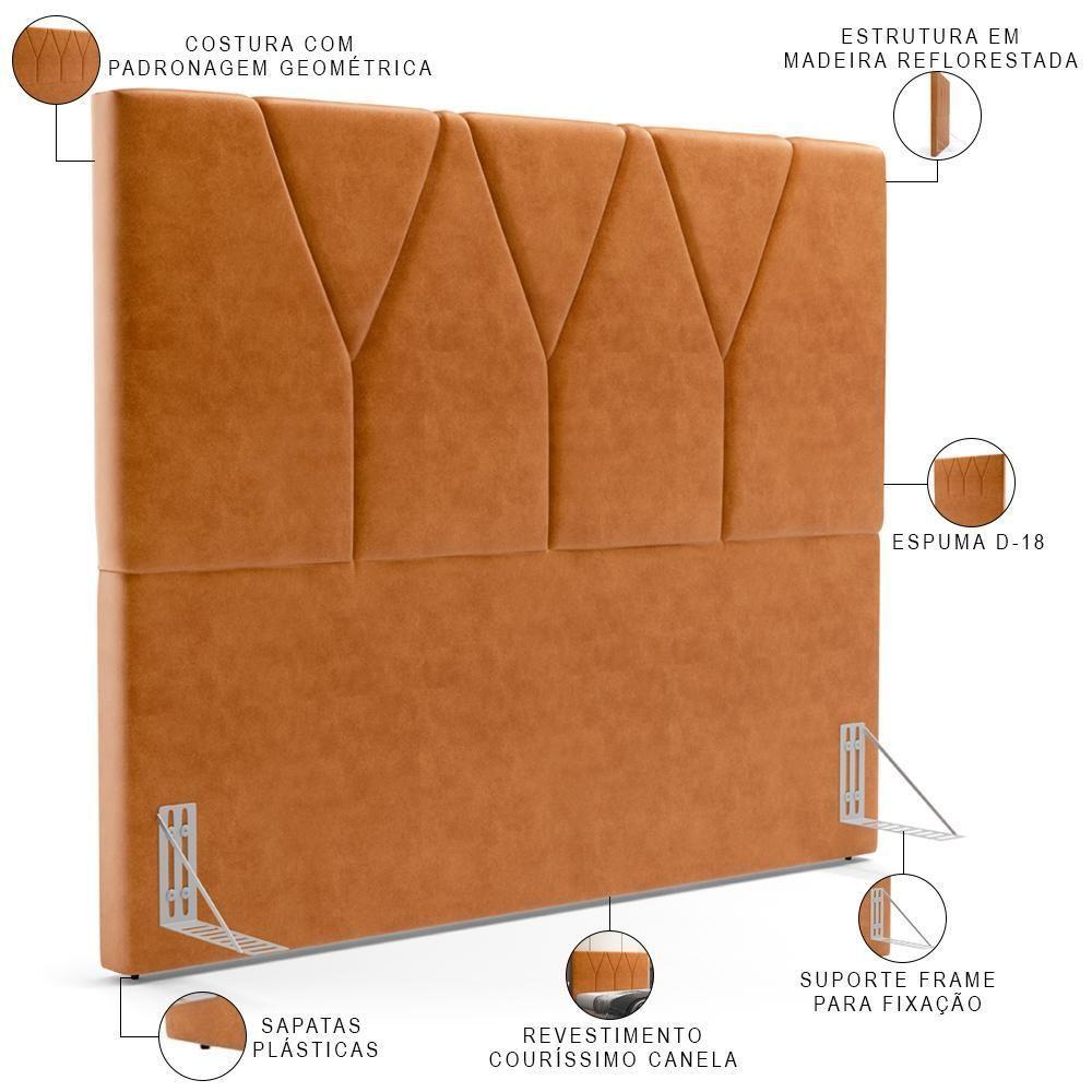 Cabeceira Cama Box Casal Queen 160 Cm Aurora W01 Couríssimo Canela - Lyam Decor - 4