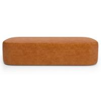 Cabeceira Cama Box Queen 160cm Lanna Com Puff Recamier Doha W01 Couríssimo Canela - Lyam Decor