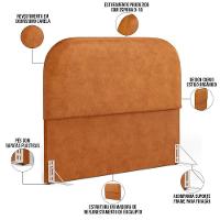 Cabeceira Cama Box Queen 160cm Lanna Com Puff Recamier Doha W01 Couríssimo Canela - Lyam Decor - 5