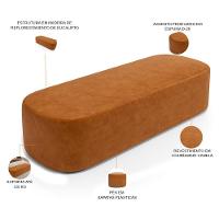 Cabeceira Cama Box Queen 160cm Lanna Com Puff Recamier Doha W01 Couríssimo Canela - Lyam Decor - 6