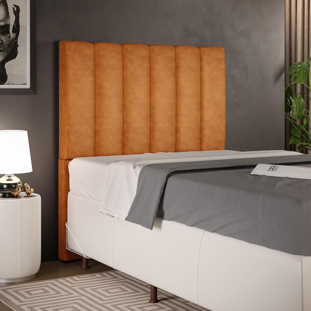 Cabeceira Cama Box 100 Cm Dália W01 Couríssimo Canela - Lyam Decor - 6