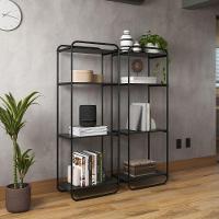 Estante Estilo Industrial Com Prateleiras Em Madeira Criare Preto - 1