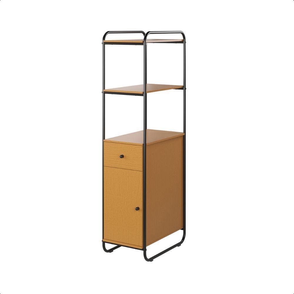 Estante Estilo Industrial De Aço Com Gaveta E Porta Criare Canela - 1