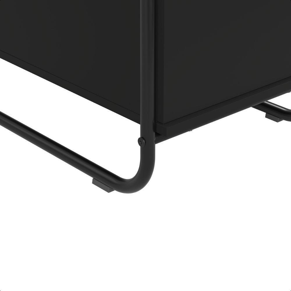 Estante Armário Metal Moderna Com Prateleiras Em Madeira Criare Preto - 5