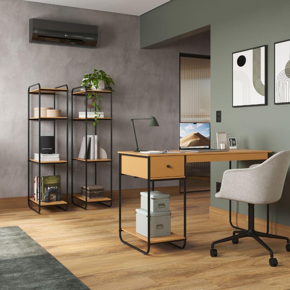 Estante Estilo Industrial Com Prateleiras Em Madeira Criare Canela - 7