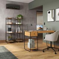 Mesa Computador Mulituso Escritório Quarto Com Gaveta Criare Canela - 3