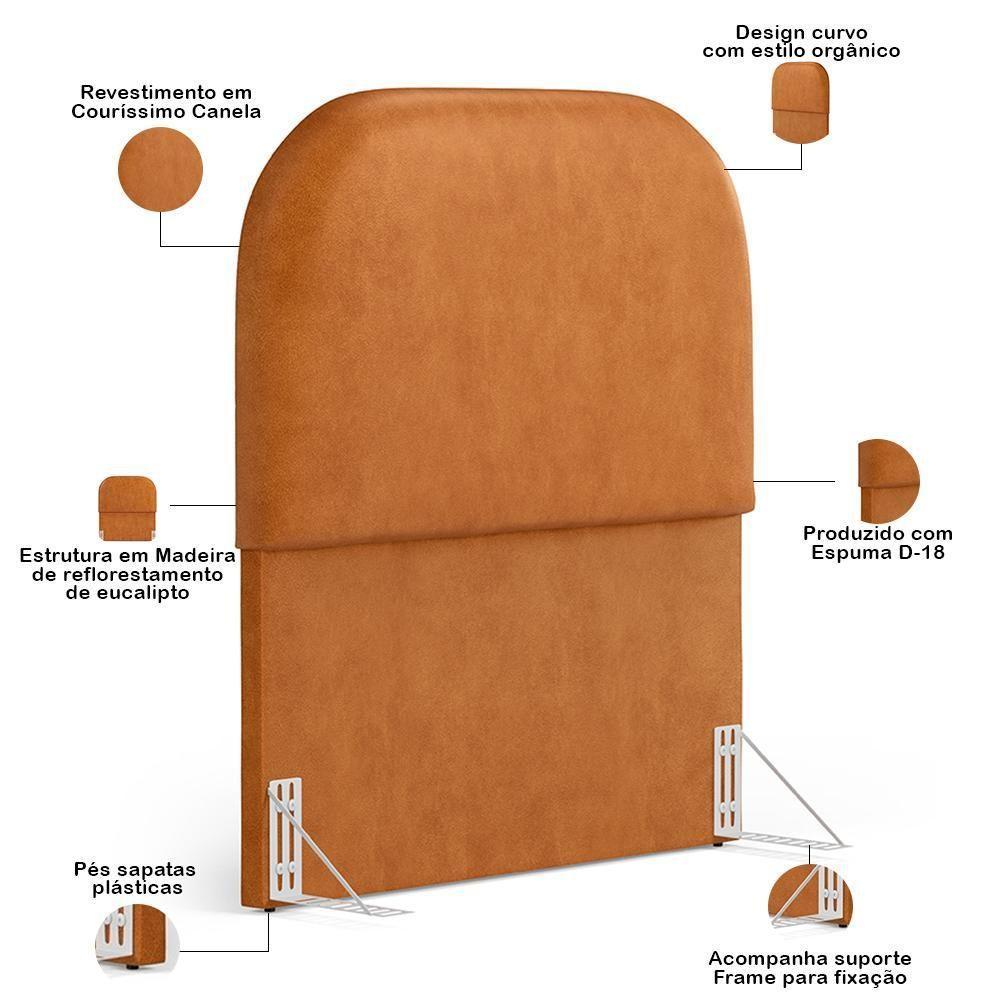 Cabeceira Cama Box 100cm Lanna Com Puff Recamier Doha W01 Couríssimo Canela - Lyam Decor - 5