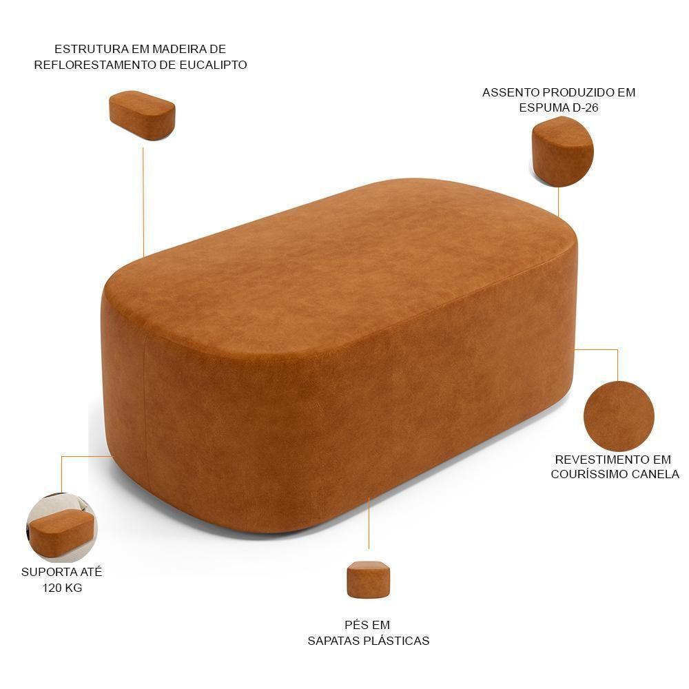 Cabeceira Cama Box 100cm Lanna Com Puff Recamier Doha W01 Couríssimo Canela - Lyam Decor - 6