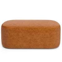 Cabeceira Cama Box 100cm Lanna Com Puff Recamier Doha W01 Couríssimo Canela - Lyam Decor