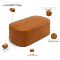 Cabeceira Cama Box 100cm Lanna Com Puff Recamier Doha W01 Couríssimo Canela - Lyam Decor - 6