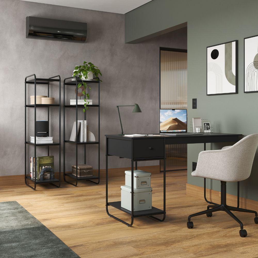 Mesa Computador Mulituso Escritório Quarto Com Gaveta Criare Preto - 2