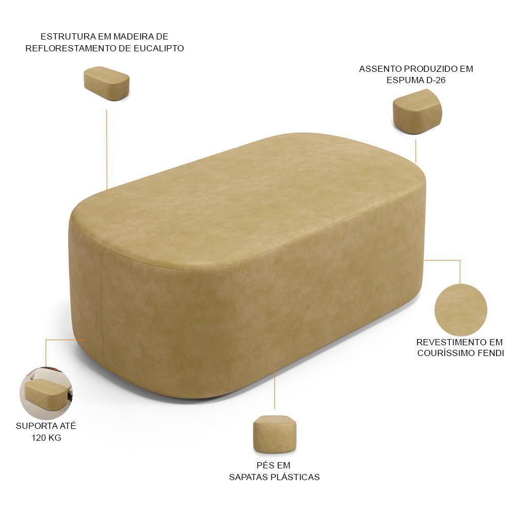 Cabeceira Cama Box 100cm Lanna Com Puff Recamier Doha W01 Couríssimo Fendi - Lyam Decor - 5