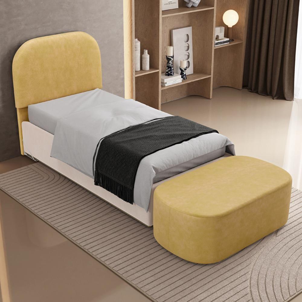 Cabeceira Cama Box 100cm Lanna Com Puff Recamier Doha W01 Couríssimo Fendi - Lyam Decor - 7