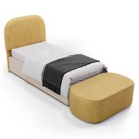 Cabeceira Cama Box 100cm Lanna Com Puff Recamier Doha W01 Couríssimo Fendi - Lyam Decor - 1