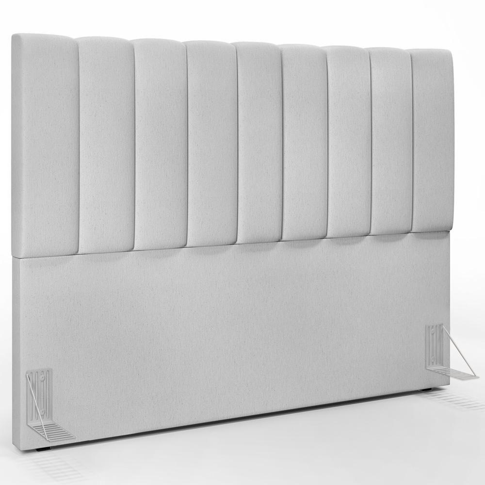 Kit Cabeceira Cama Box Casal King 195cm Com Calçadeira Baú Dália W01 Linho Cinza - Lyam - 3