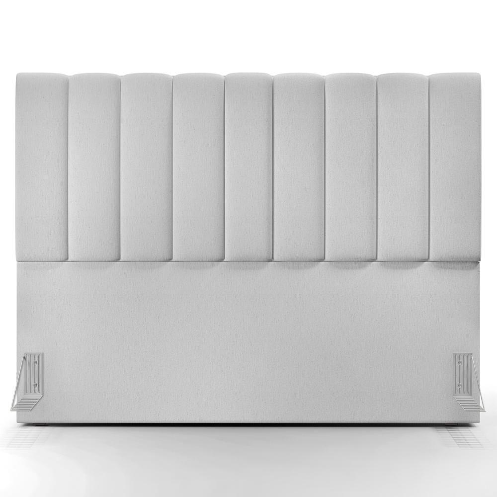 Kit Cabeceira Cama Box Casal King 195cm Com Calçadeira Baú Dália W01 Linho Cinza - Lyam - 9