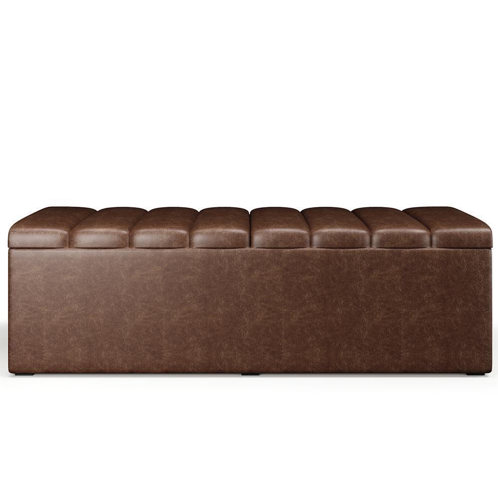 Kit Cabeceira Cama Box Casal King 195cm Com Calçadeira Baú Dália W01 Couríssimo Marrom - Lyam - 10