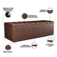 Kit Cabeceira Cama Box Casal King 195cm Com Calçadeira Baú Dália W01 Couríssimo Marrom - Lyam - 6