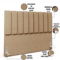 Kit Cabeceira Cama Box Casal King 195cm Com Calçadeira Baú Dália W01 Linho Bege Escuro - Lyam - 8