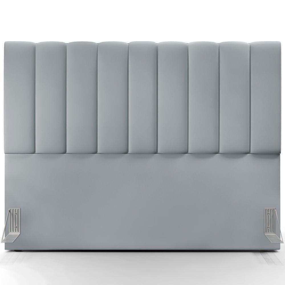 Kit Cabeceira Cama Box Casal King 195cm Com Calçadeira Baú Dália W01 Suede Cinza - Lyam - 9