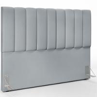 Kit Cabeceira Cama Box Casal King 195cm Com Calçadeira Baú Dália W01 Suede Cinza - Lyam - 3