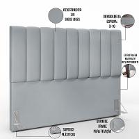 Kit Cabeceira Cama Box Casal King 195cm Com Calçadeira Baú Dália W01 Suede Cinza - Lyam - 5