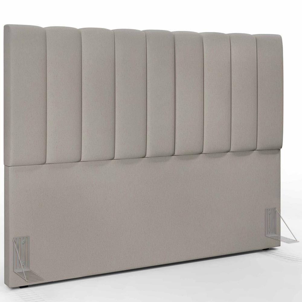 Kit Cabeceira Cama Box Casal King 195cm Com Calçadeira Baú Dália W01 Linho Bege - Lyam - 6