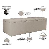 Kit Cabeceira Cama Box Casal King 195cm Com Calçadeira Baú Dália W01 Linho Bege - Lyam - 10
