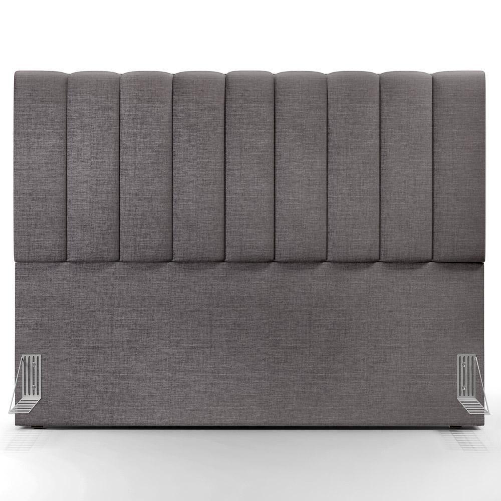 Kit Cabeceira Cama Box Casal King 195cm Com Calçadeira Baú Dália W01 Linho Cinza Escuro - Lyam - 9