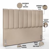 Kit Cabeceira Cama Box Casal King 195cm Com Calçadeira Baú Dália W01 Suede Bege - Lyam - 6