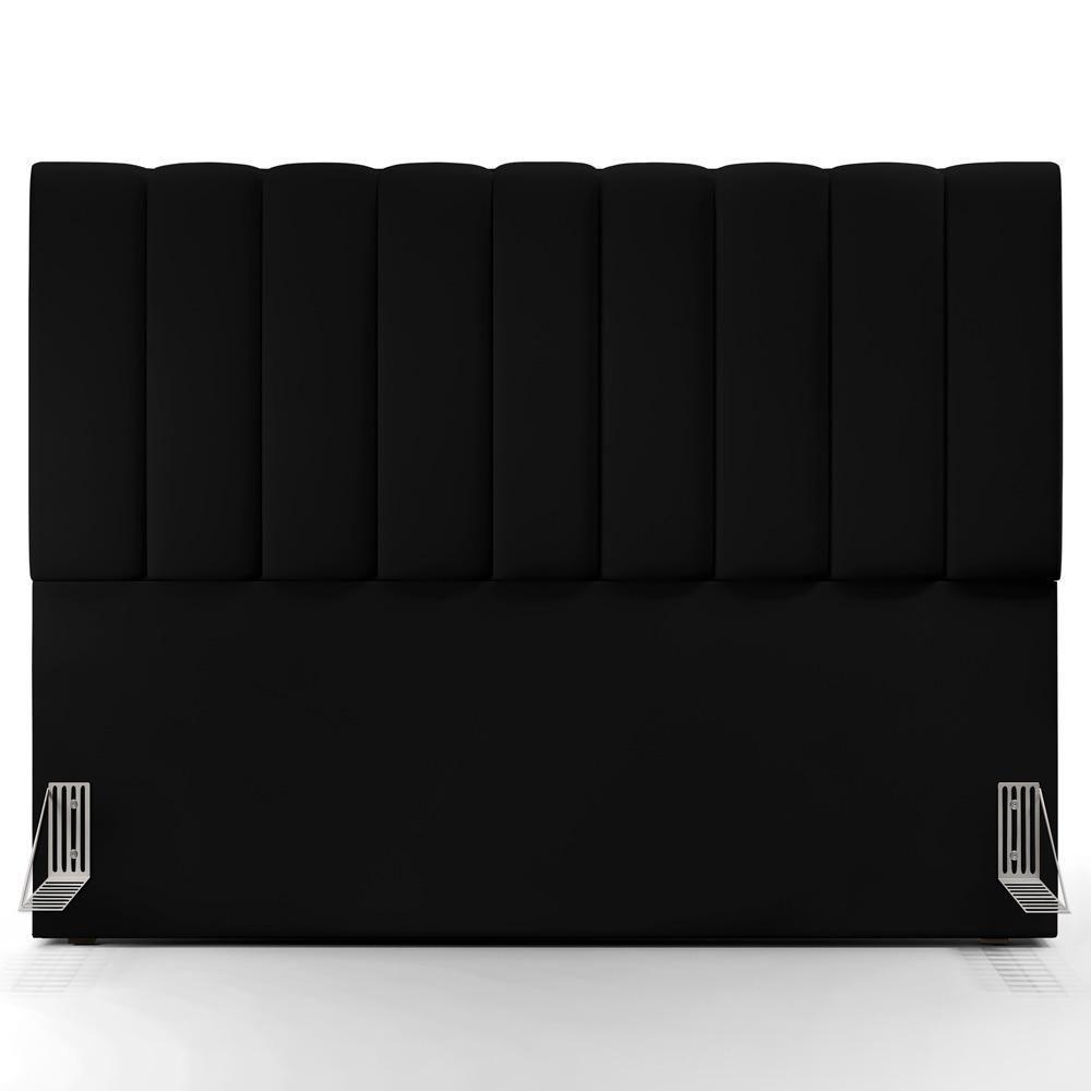 Kit Cabeceira Cama Box Casal King 195cm Com Calçadeira Baú Dália W01 Suede Preto - Lyam - 10
