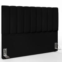 Kit Cabeceira Cama Box Casal King 195cm Com Calçadeira Baú Dália W01 Suede Preto - Lyam - 9