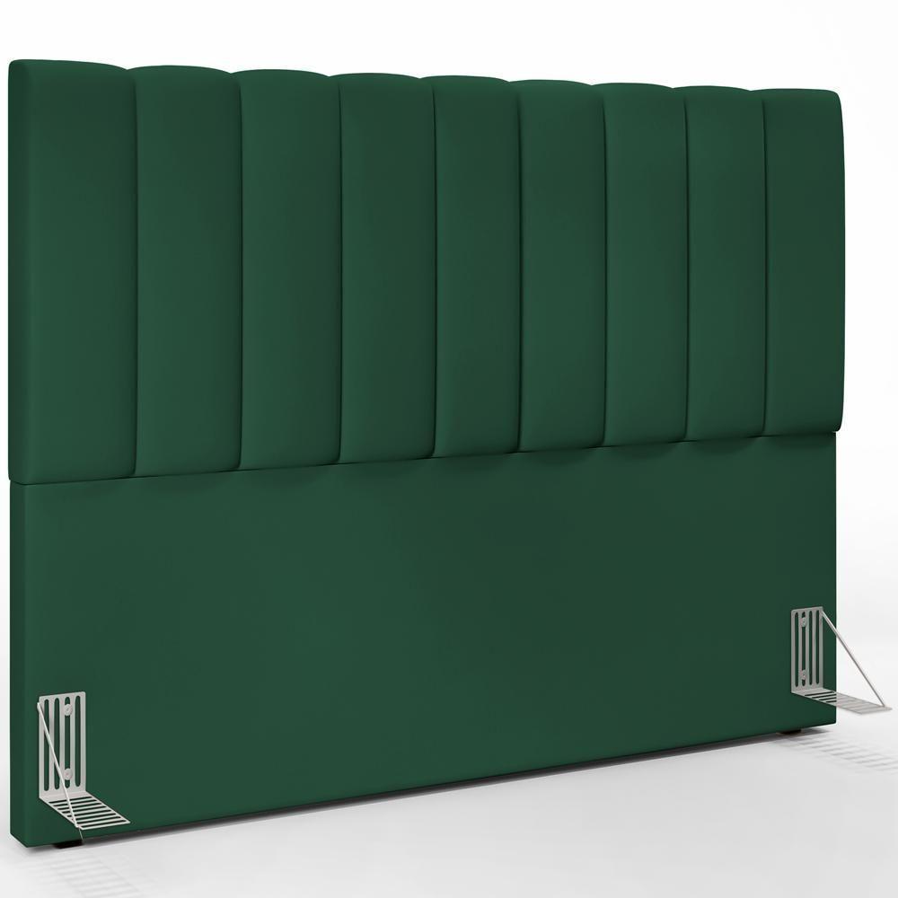Kit Cabeceira Cama Box Casal King 195cm Com Calçadeira Baú Dália W01 Suede Verde Musgo - Lyam - 3