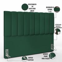Kit Cabeceira Cama Box Casal King 195cm Com Calçadeira Baú Dália W01 Suede Verde Musgo - Lyam - 5