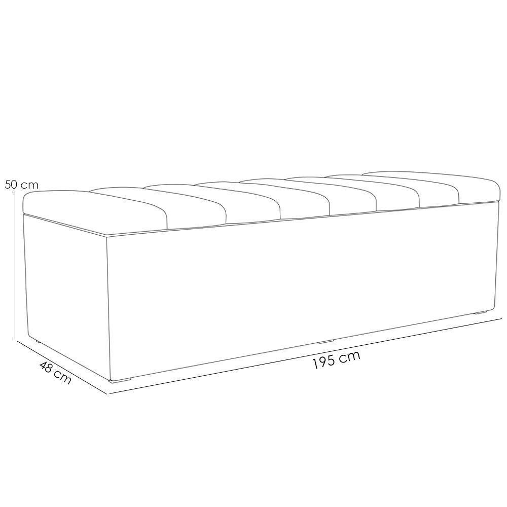 Kit Cabeceira Cama Box Casal King 195cm Com Calçadeira Baú Dália W01 Linho Champagne - Lyam - 8