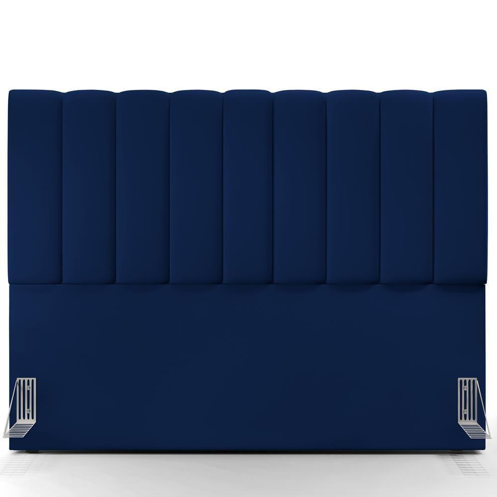 Kit Cabeceira Cama Box Casal King 195cm Com Calçadeira Baú Dália W01 Facto Azul Marinho - Lyam - 9